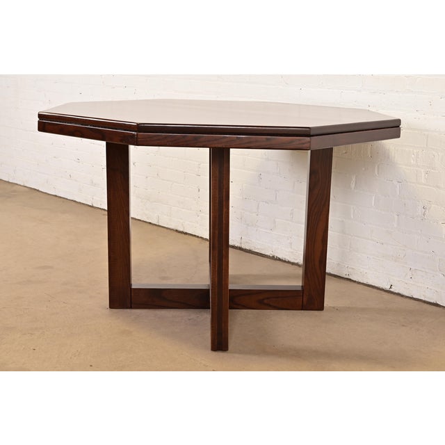 Frank Lloyd Wright Frank Lloyd Wright Style Mid-Century Modern Oak X-Base Dining Table, Newly Refinished For Sale - Image 4 of 12