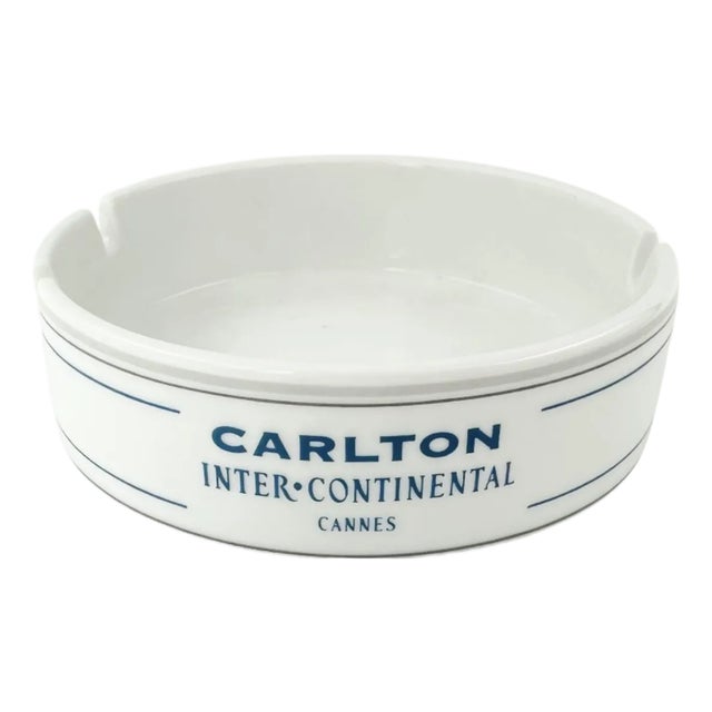 Vintage Carlton InterContinental Cannes France Porcelain Ashtray French Riviera For Sale