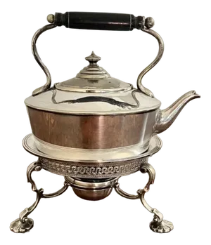 Antique Edwardian Silver-Plated Spirit Kettle on Base from Fenton Brothers, 1900, Set of 2