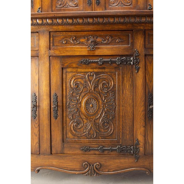 Vintage Spanish Oak and Wrought Iron Sideboard, 1950s For Sale - Image 6 of 8