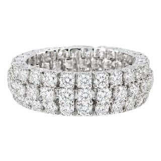 18K White Gold Diamond Eternity Wedding Mesh Band Ring For Sale