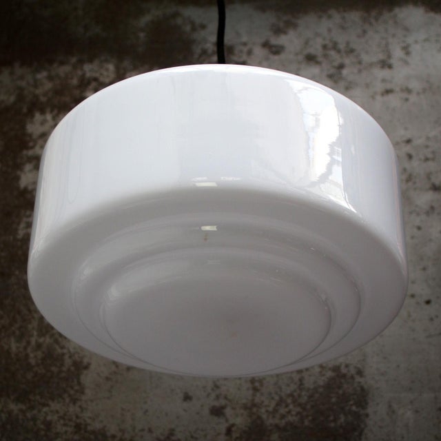 Silver Vintage Art Deco White Opaline Glass Pendant Lamp from Philips For Sale - Image 8 of 9
