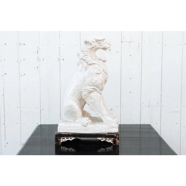 Tall Crackle Porcelain Lion on Stand For Sale - Image 4 of 8