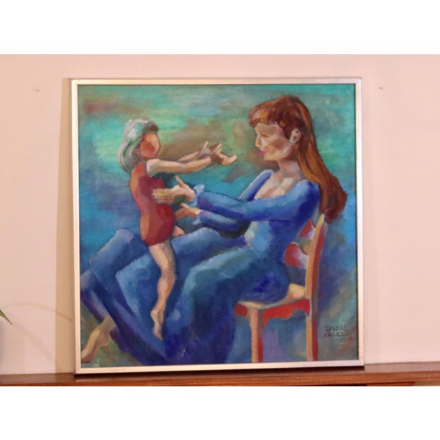 Martin Kallerroj, Mother and Child, 1960s, Oil Painting, Framed For Sale - Image 9 of 10