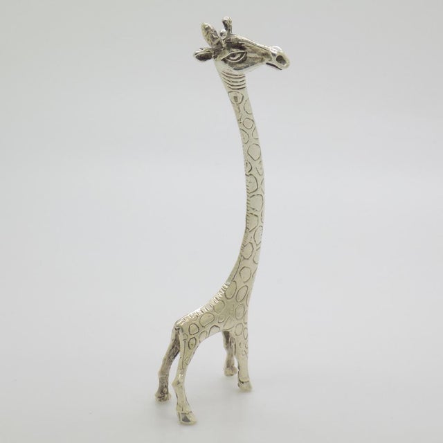 Vintage Italian Handmade Genuine Silver Giraffe Figurine, 1980s For Sale - Image 3 of 13