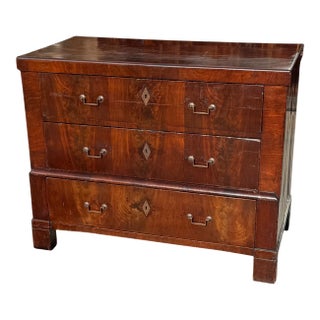 Antique 19c Louis Philippe Mahogany Chest of Drawers Commode For Sale