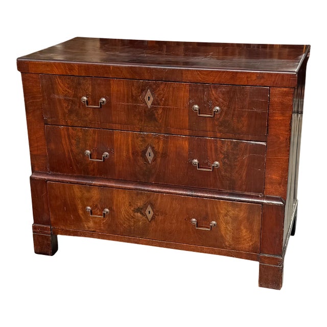 Antique 19c Louis Philippe Mahogany Chest of Drawers Commode For Sale