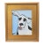 Folk Art Doggie Dog Puppy Oil Painting Including the Antiqued Gold Wood Frame For Sale