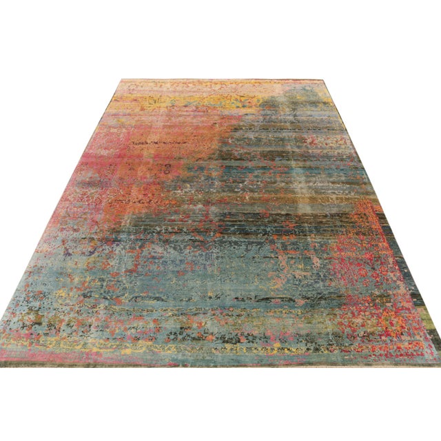 Abstract Contemporary Abstract Rug in Pink, Blue Colorful Pattern by Rug & Kilim For Sale - Image 3 of 6