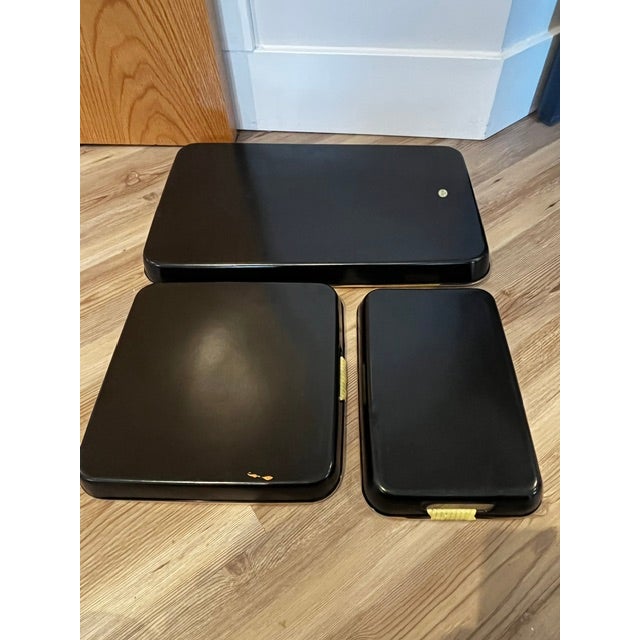 Vintage Japanese Black Lacquer Serving Trays For Sale - Image 9 of 12