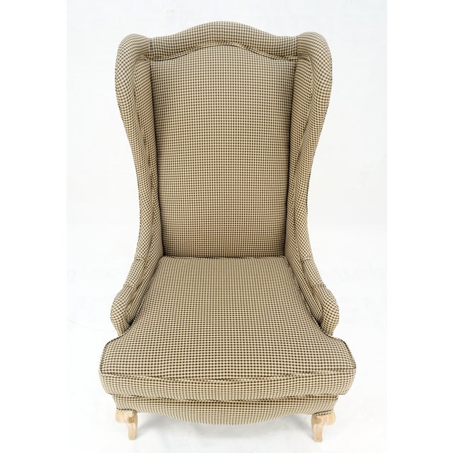 Late 20th Century Tall Back French Provincial Cabriole Legs White Wash Finish Legs Wing ArmChair For Sale - Image 5 of 8