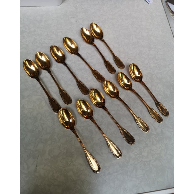 Gold-Plated Sterling Silver Coffee Spoons from Christofle, France, Set of 12 For Sale - Image 14 of 14