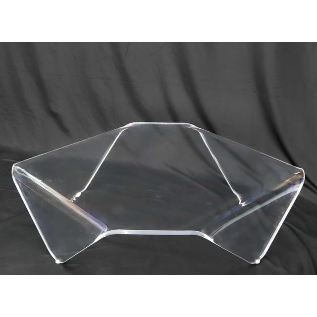Thick One Piece of Bent Lucite Coffee Table For Sale - Image 10 of 11