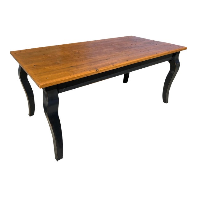 Vintage Rustic Country Farmhouse Table With Antique Reclaimed 18th Century Knotty Pine Board Top For Sale