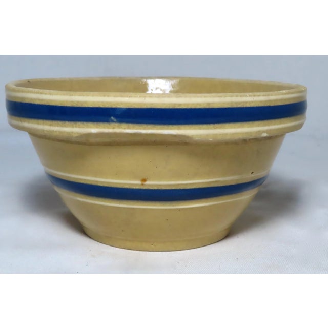 American Antique Mocha Yellow Ware Pottery Kitching Mixing Bowl For Sale - Image 3 of 13