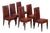 Set of 6 French Wood and Leather Dining Chairs in the Manner of Jean-Michel Frank, C. 1940 For Sale