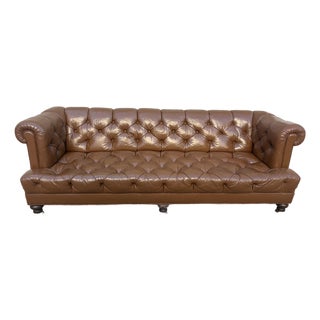 Iconic Vintage Cocheo Brothers Chesterfield Tufted Leather Sofa For Sale