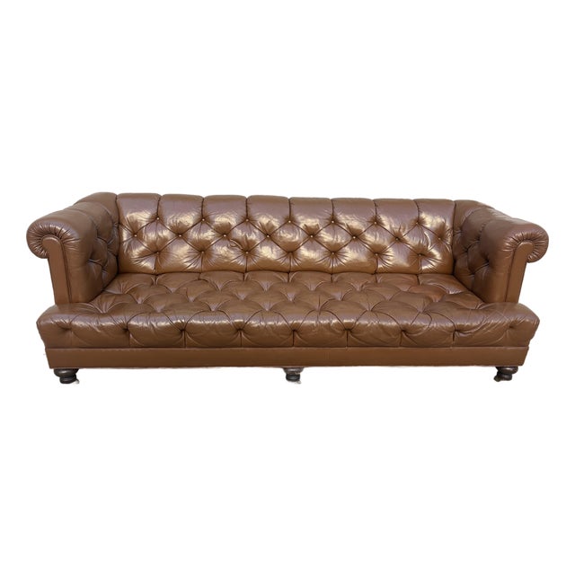 Iconic Vintage Cocheo Brothers Chesterfield Tufted Leather Sofa For Sale