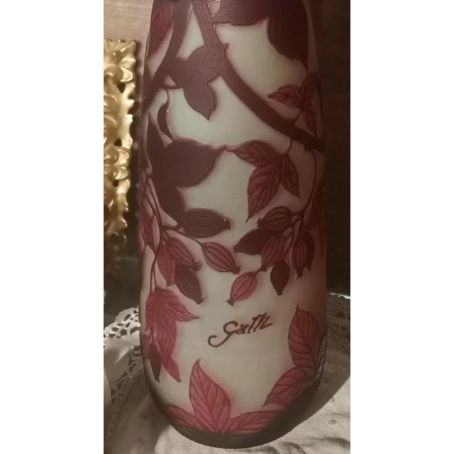 Art Glass Vase with Purple Flowers by Emile Galle, 1890s For Sale - Image 3 of 5