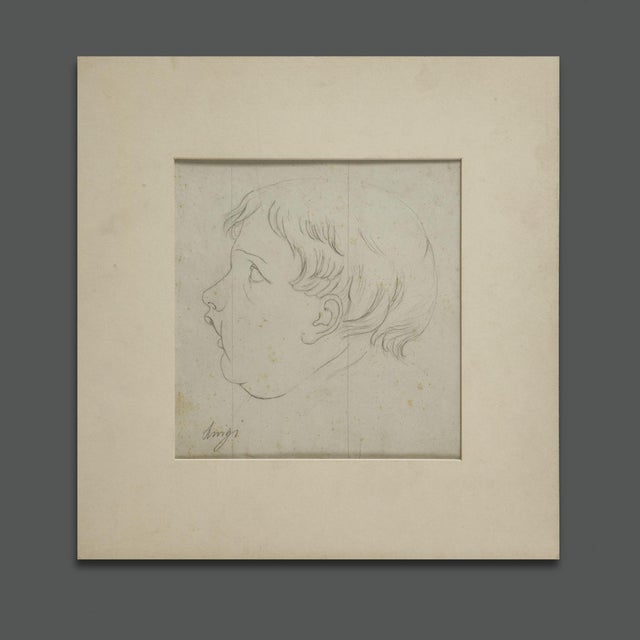 Period Italian Child Portrait Pencil Drawing For Sale - Image 7 of 7