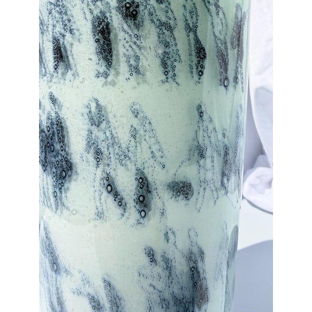 Unique Art Glass Vase With Graal Technique Drawings and Pink Rim For Sale - Image 9 of 14