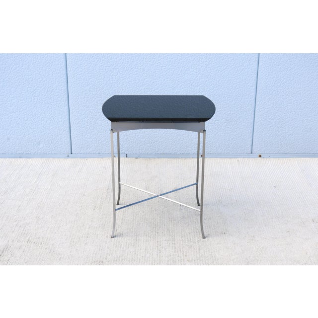 Vintage Minimalist Tom McHugh for Brayton McHugh Granite and Steel Side Table For Sale - Image 13 of 18