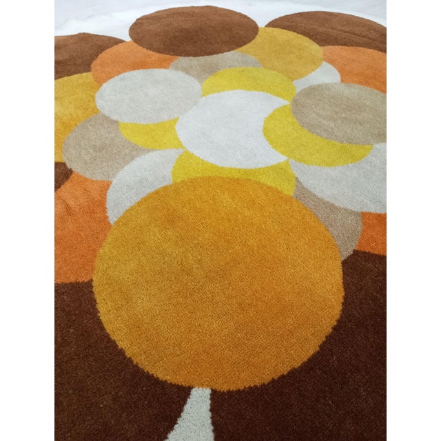 Beige Vintage Italian Round Wool Rug, 1970s For Sale - Image 8 of 14