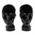 1970s Vintage Spanish Glossy Black Glass Mannequin Heads — Pair of Sculptural Bookends For Sale
