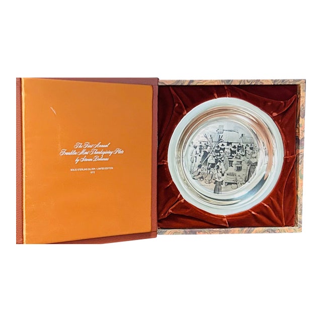 1972 First Annual Thanksgiving Plate "Sterling Silver" Franklin Mint For Sale
