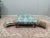 Baby Blue Blue Rug Print Fabric Upholstered Soft Top Square Coffee Table Ottoman For Sale - Image 8 of 8