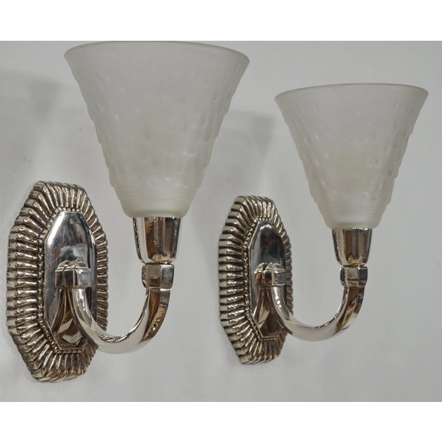 French Art Deco Wall Sconces by Capon & Muller Freres 1930 France - A Pair For Sale - Image 6 of 13