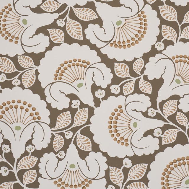 Sample - Schumacher Jackie Wallcovering In Brown For Sale