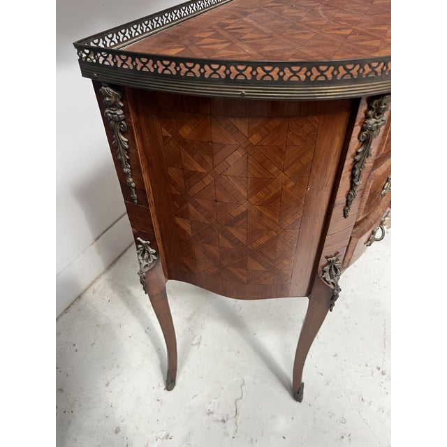 Louis XV Style Marquetry Half-Moon Commode with Cube Base, 1900s For Sale - Image 6 of 11