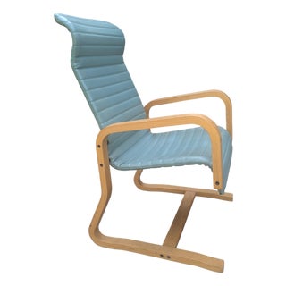 Mid Century Modern Thonet Bentwood Vinyl Cantilever Arm Chair For Sale