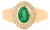 Vintage-Inspired Oval Emerald Diamond Halo Signet Ring Size 5.5 in 14k Yellow Gold For Sale