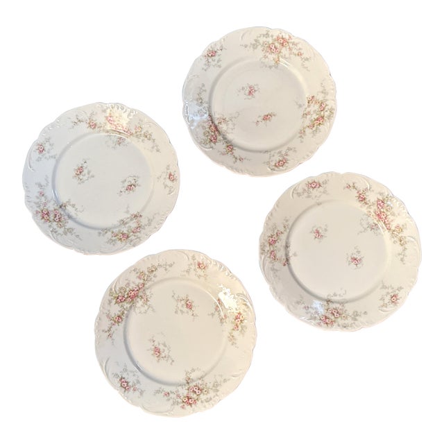 Haviland Limoges Pink Rose Dinner Plates - Set of 4 For Sale