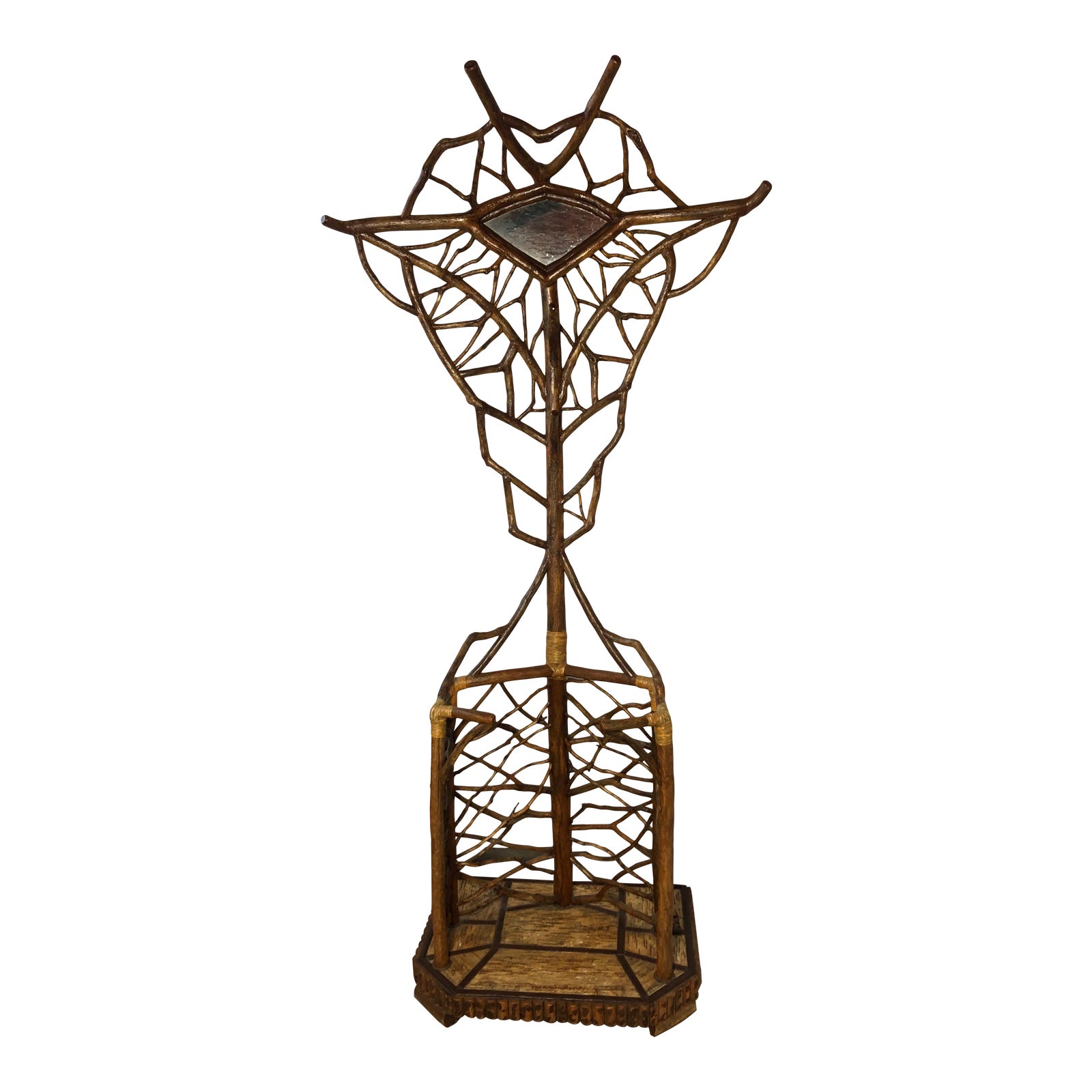 Vintage Twig Coat Rack With Small Mirror Chairish