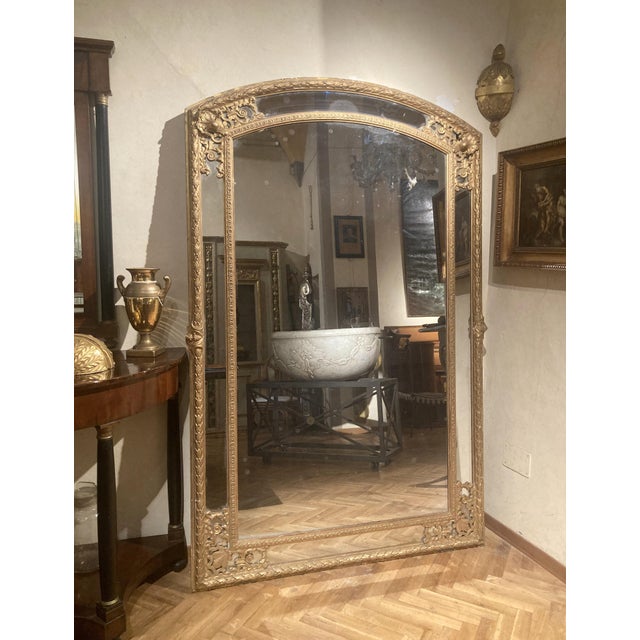 Antique French Louis XV Style Full Length Giltwood Pier Mirrors, 19th Century, Set of 2 For Sale - Image 3 of 18