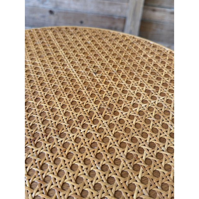 Wood Vintage Coastal Rattan & Cane Two-Tier Side Table For Sale - Image 7 of 12