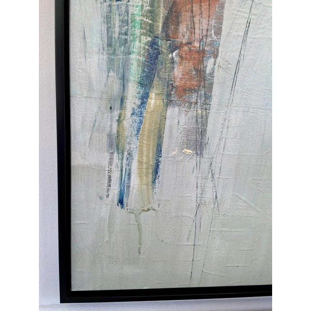 Stylish Abstract Modern Traction II Giclee on Canvas, black wood floater frame, showroom floor sample
