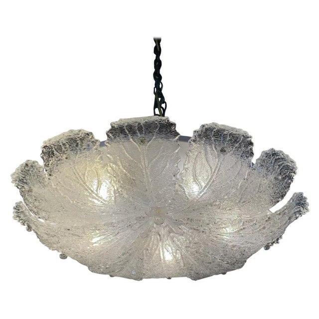 Transparent Vintage Murano Glass Ceiling Mount Chandelier For Sale - Image 8 of 8