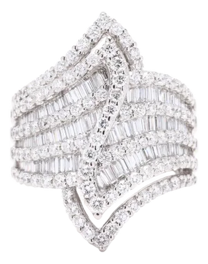 2.75ctw Diamond Large Statement Ring, 18k White Gold, Ring Size 7