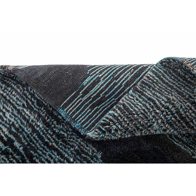 Bold Contemporary Abstract Hand-Knotted Moroccan Wool Rug | 9'11 X 6'9" | One of a Kind For Sale - Image 4 of 8