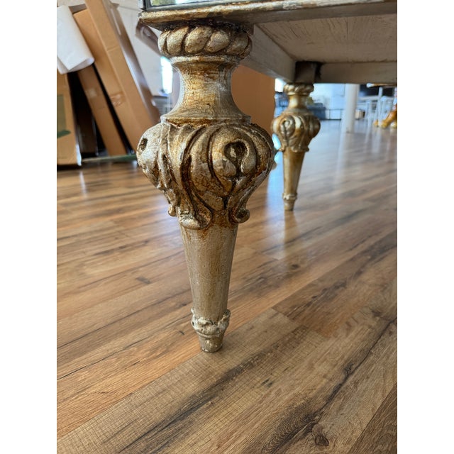 19th Century French or Italian Inlaid Mirror and Carved Wood Table For Sale - Image 10 of 11