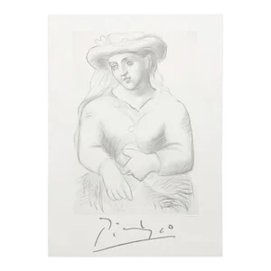 1980s "Femme Au Chapeau Et Au Missel" Pablo Picasso Estate Collection Lithograph