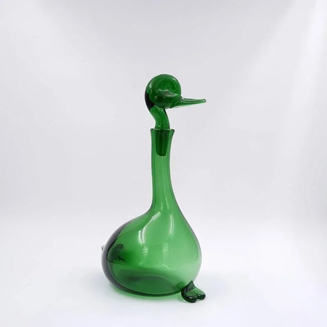 Empoli Verde Duck Decanter by Gio Ponti for Toso Bagnoli For Sale - Image 9 of 11