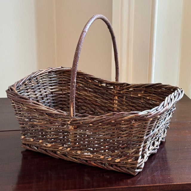 Rustic Vintage Twig Basket For Sale - Image 4 of 12