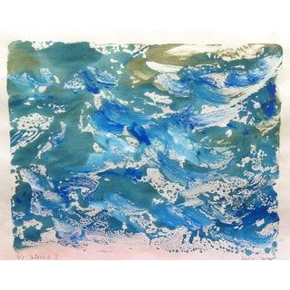 Waves II Monotype Ink on Mulberry Paper For Sale