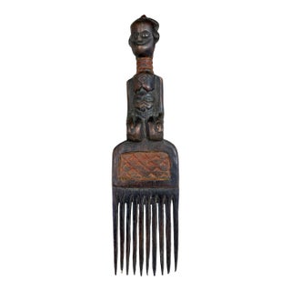 Vintage Hemba Wedding Comb W/ Seating Figure Congo 10" H For Sale