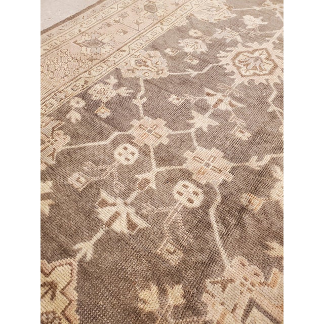 Antique Oushak Carpet, Oriental Rug, Handmade Grey, Muted Shrimp, Soft Creams For Sale - Image 12 of 17